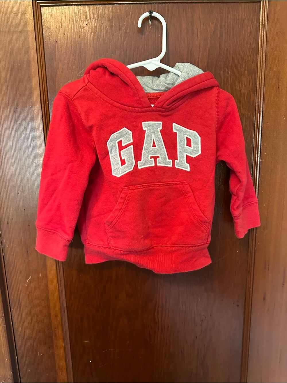 GAP Red Hoodie with Gray Lined Hood and Front Pocket